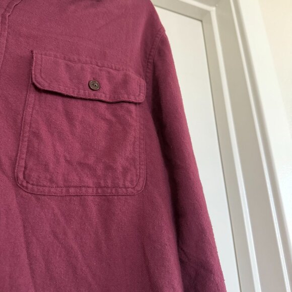 Outerknown Dillon Two Pocket Flannel Shirt Long Sleeve Red Maroon Large - Picture 10 of 15